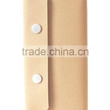 2016 Fashion Brown Kraft Paper Bag Metal Button Long Wallet