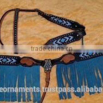 FRINGE BEADED HEAD STALL BREAST COLLAR SET