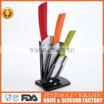 3pcs Ceramic Kitchen Gadget Knife Set with Acrylic Block