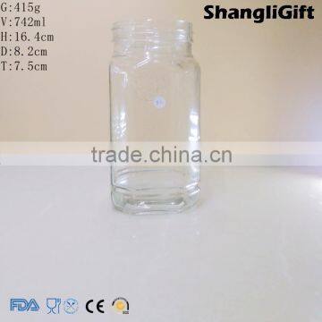 BQS Xuzhou Glassware 740ml Square Glass Jar With Plastic/Tin Lids photo-5