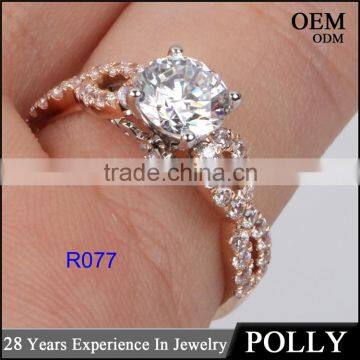 High quality fashion women rose gold14k ring jewelry AAAAA CZ