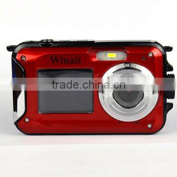 2016 Waterproof digital camera 1080P 16.0 mega pixels dual screen display hd sports camera