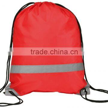 Popular candy color drawstring backpack with reflective stripe