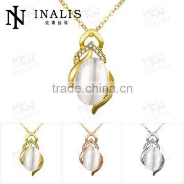 2015 Bulk sale mix order cateye three colour gold plated necklace