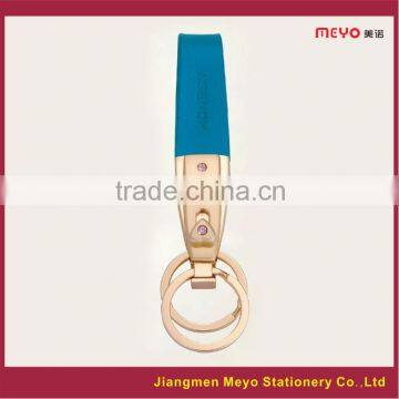 2015 Cuatom Made Metal Genuine Leather Two Rings Keychain For Bank Gift or Hotel Gift photo-5