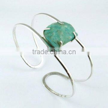 Amazonite !! Free Size 925 Sterling Silver Bangles, Silver Jewellery, Sterling Silver Jewellery