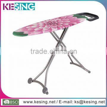 Oval shape adjustable folding mesh top Iron board with wheels