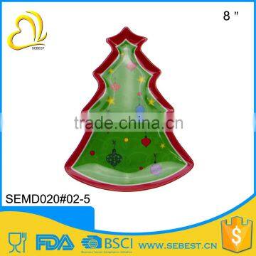 wholesale party supplies 8 inch melamine christmas tree shaped plates