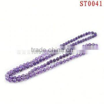 ST0041 2013 Elegant newest design amethystine round bead necklace best workmanship natural stone