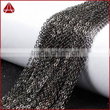 14 Inch Dark Antique Silver Plated Copper Finished Chain Necklace Finding Flat Cable Chain Losbter Clasp photo-5
