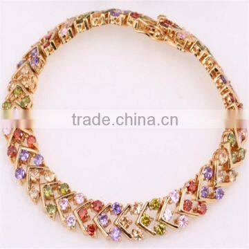 18k Gold High Quality Colorful Zircon Bracelet FQ-9014