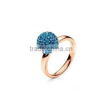 High Quality Fashion Women Stainless Steel Rhinestone Ball Ring