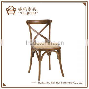 French Bistro Style Classical X Back Antique oak Wood Chair for event and party