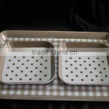 Japanese 15 inch melamine tray and 6 inch square tray set