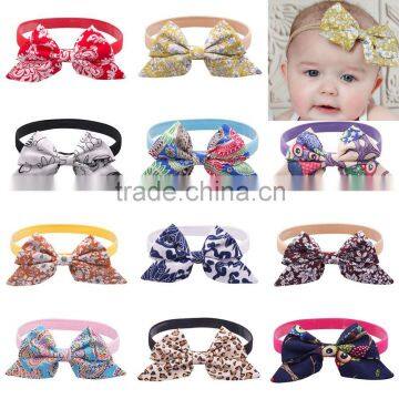 Hot-sales kids new fabric bow Headband girl cotton floral bow Headband Toddler baby knotted Headband wh-1818