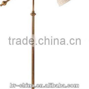 Antique brass floor lamp with fabric shade