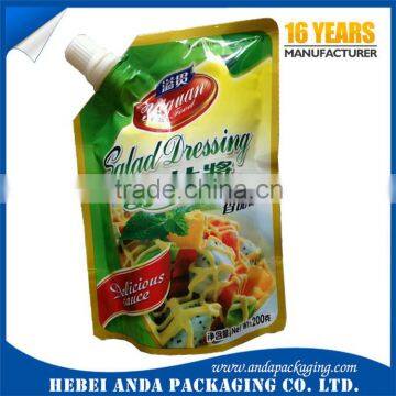 Plastic sauce bags ketchup packaging foil roll film/ ketchup spout bag tomato ketchup in bag