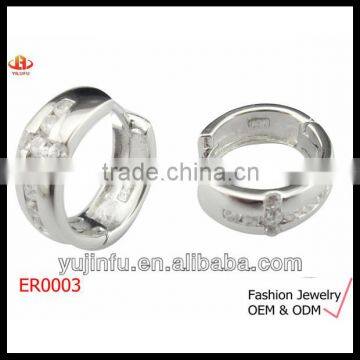 Cross Huggie Earring with CZ, Rhodium Plated Earring Fashion 2013