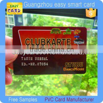 CMYK CR80 visa card size pvc cards with embossing number