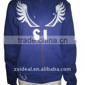 Ladies' heavy polyester cotton YKK Metal Zip up hoodies