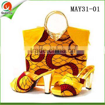 italian WAX fabric women shoes and bag set multicolor shoe and handbags to choose