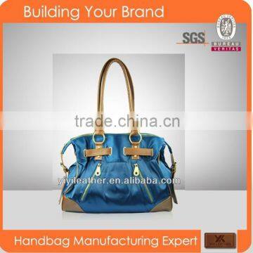 qq-01Hot Sale Durable Nylon handbag with Leather handle