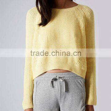 Customize Women Crop Top Sweat Suit Cropped Sweatshirts Womens Pullover 100% Cotton O-neck Crewneck