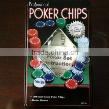 Poker Chips in tin box /Window Box/ Aluminum box