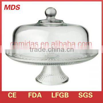 High quality transparent glass cake plate with cover