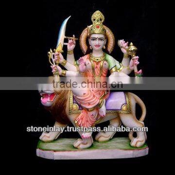 White Marble Durga Statue Religious Marble Durga Idol