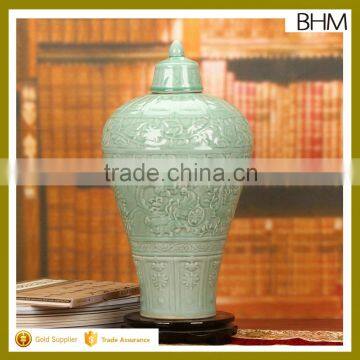 2016 large sales Hotsale green ceramic glazed jar for home decor