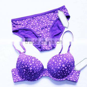 Cute girls women cotton push up bra set with print                        
                                                                                Supplier's Choice