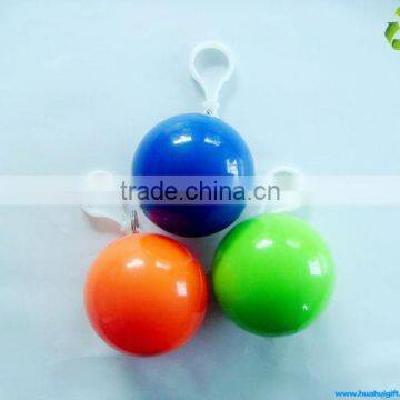 2014 100%ECO Match Poncho Ball with keychain Disposable LDPE Raincoat