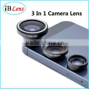 Optical Glass Lenses Fisheye Wide angle Macro 3 In 1Camera Mobile phone Lens