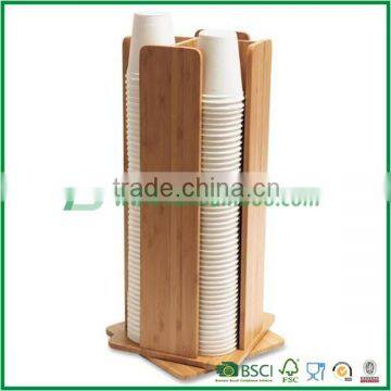 bamboo paper cup holder with 4 sections