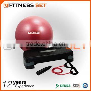 Gym ball, fitness step, yoga set, pum in yoga set