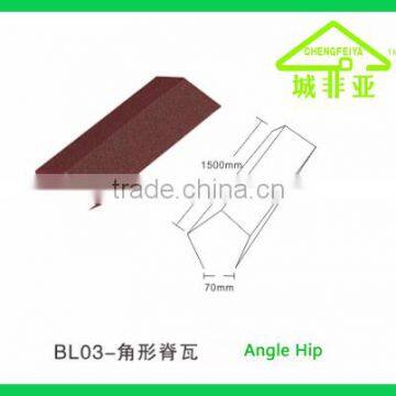 1500*70mm real stone coated metal roof angle hip tile