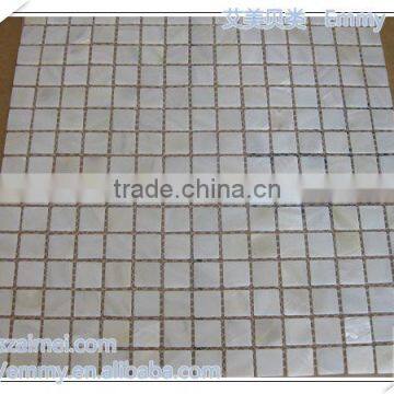 Nice China freshwater mother of pearl river shell mosaic on mesh with gap