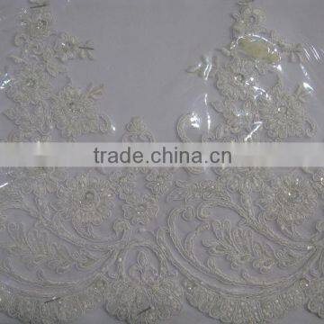 fashionable embroidery fabric with cord and beadds for wedding dress/wholesale bridal rhinestone appliques