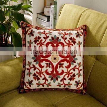 Ready for sell towel embroidery 100%cotton canvas cushion covers,handmade covers