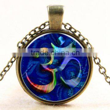 Om necklac,Zen necklace DIY glass dome jewelry Photo glass dome jewelry