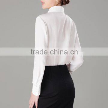 Women's Color-Block Silk 100% Top Blouse Shirt OEM ODM Type Clothing Factory Manufacturer From Guangzhou photo-3