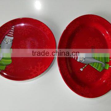 Christmas melamine round plate set