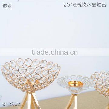 72cm Width X 23.5cm High Luxury Gold Semi-rotary Article Chroming Metal Base Crystal Candle Holder photo-3