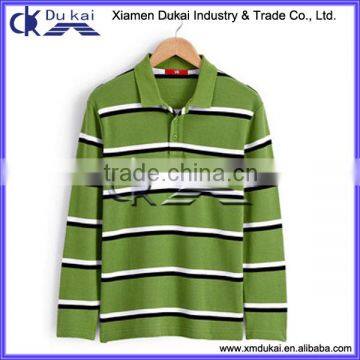 Men's yarn dye pique polo t shirt, yarn dye strips polo, long sleeve polo shirt for men