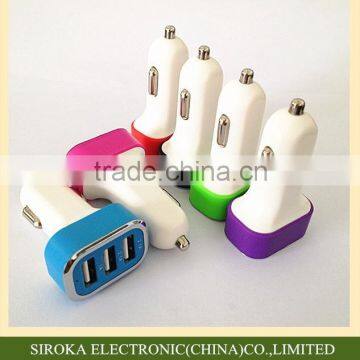 Electroic type moble phone use 3 USB car charger USB portable car charger with custom color/logo for promotion