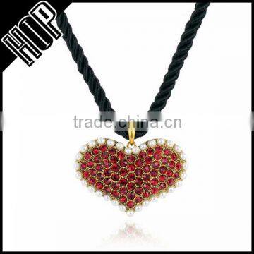 Best selling fashion metal antique gold plated pearl red crystal heart pendant