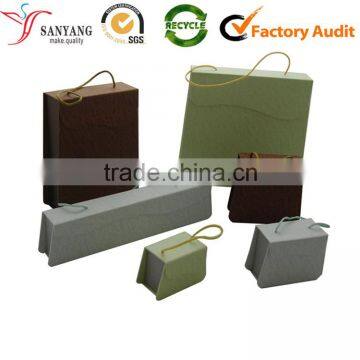 Factory made wholesale unique design jewelry packaging storage wrap box with rope handle