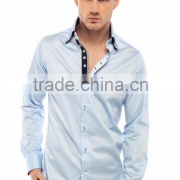 Pure Cotton Triple Collar Blue Shirts for Men - Free Shipping Worldwide