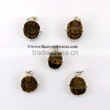 Tiger Eye Agate Ganesh Cabochon Pendant